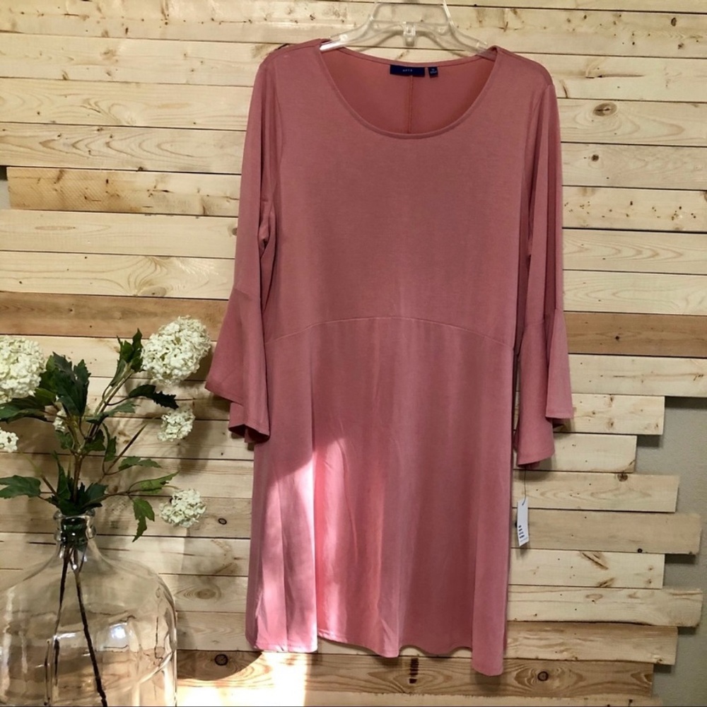 Apt. 9 NWT Women’s Dusty Rose Pink Bell Sleeve Midi Fit & Flare Dress Size XL